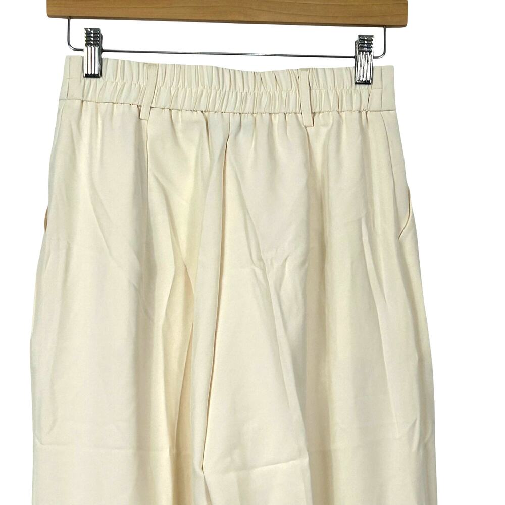 DECIVI Wide Leg Pleated Tailored Trousers Cream Size S New - Picture 8 of 10